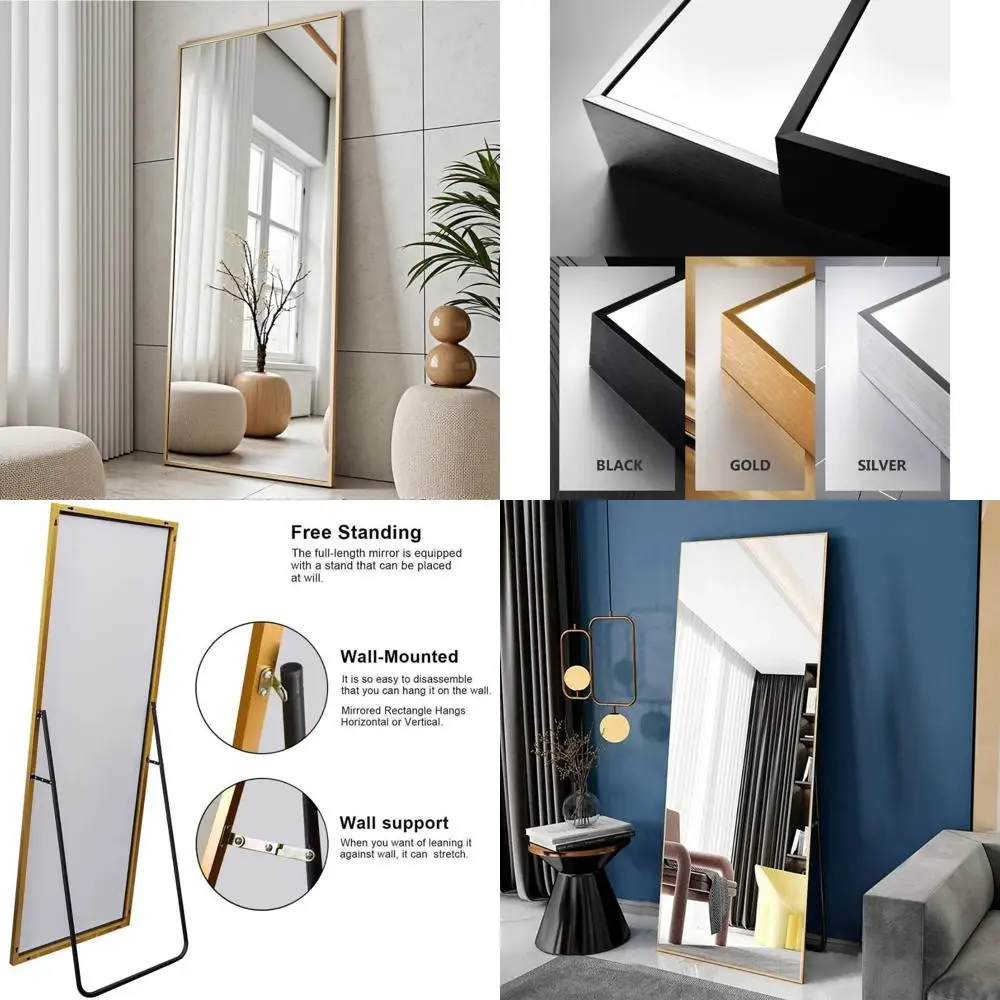 Freistehender Ganzkörperspiegel 70"x26" - Vielseitiger Wandspiegel zum Anlehnen, Aufhängen oder Stehen für den Heimgebrauch in Schlafzimmern,