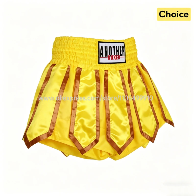 Gladiator Kickboxing Shorts Yellow Muay Thai Shorts Kick Boxing Pants Men Women Child MMA Martial Arts Sparring Fight Sportswear