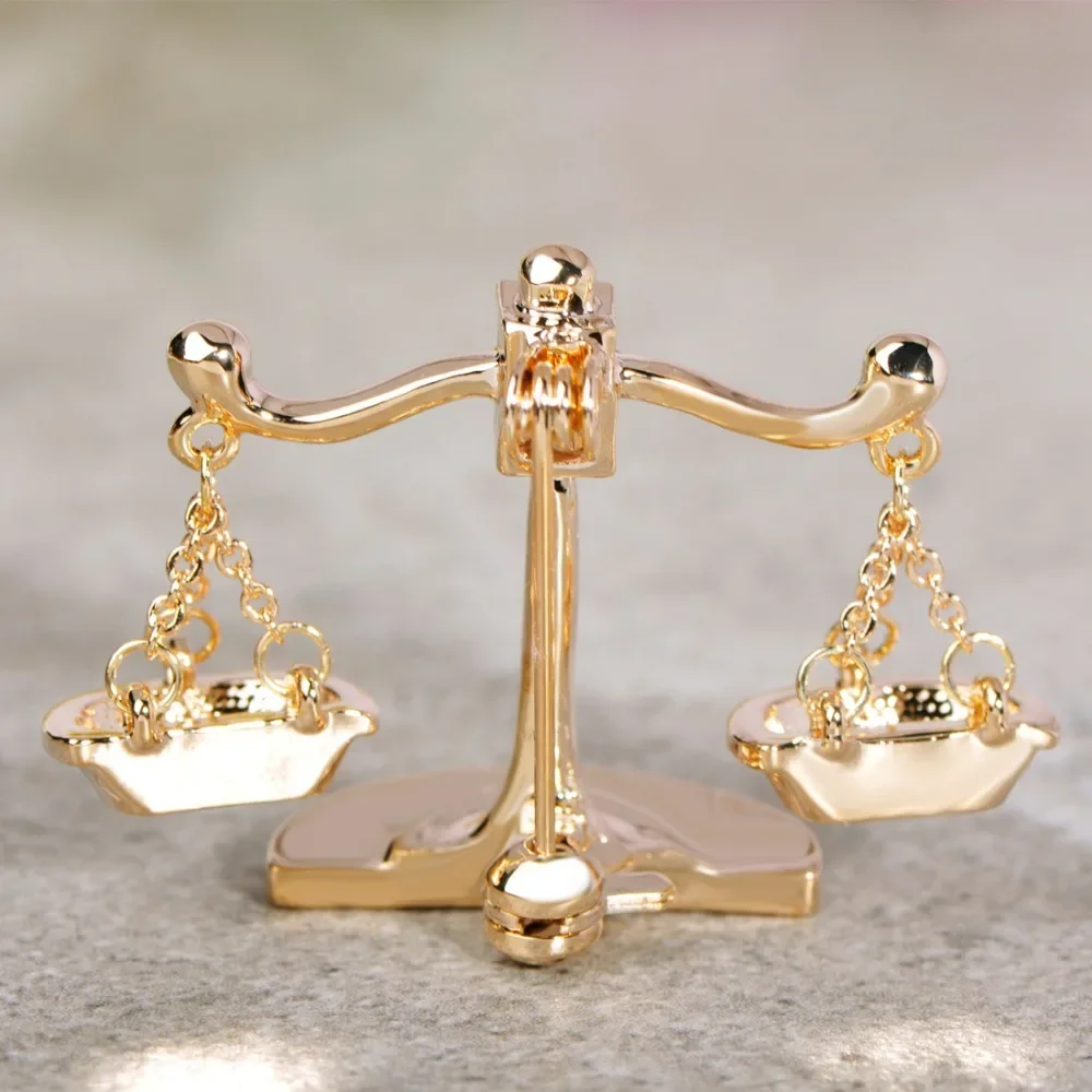 Blucome Trendy Balance Brooch Gold Color Jewelry For Women's Children Clothing Backpack Scarf Suit Pins Constellation Badge Gift view 4