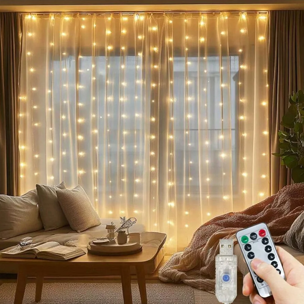 3/6M USB String Lights Holiday Wedding Fairy Light Garland for Bedroom Remote Control Curtain LED Christmas Halloween Decoration