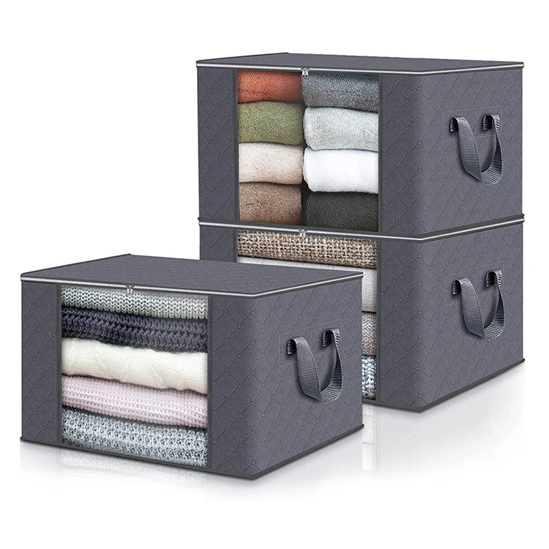 Sac de rangement pour vêtements de grande capacité, conteneurs de rangement pour couvertures pliables pour organiser le placard de la chambre à coucher, 1/3/6 pièces