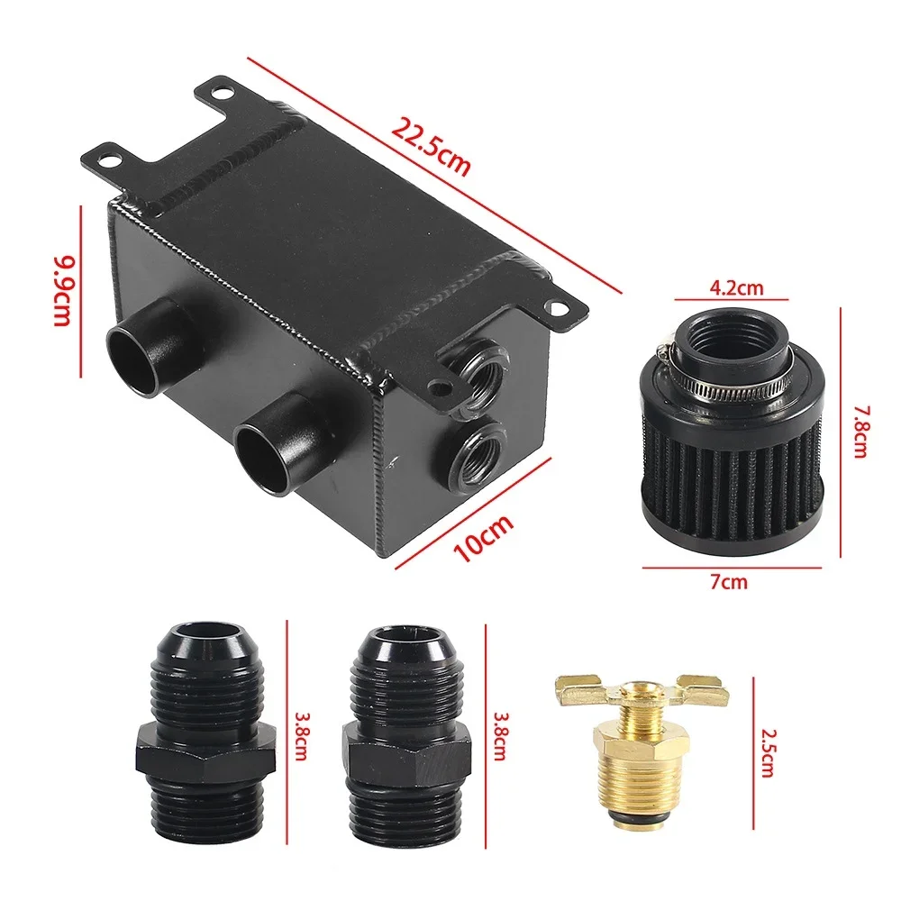 

Aluminum Alloy Oil Catch Can – Dual Baffle Filter with AN10 Fitting | Universal Ventilation Tank for Car Engine Waste Oil & Ga