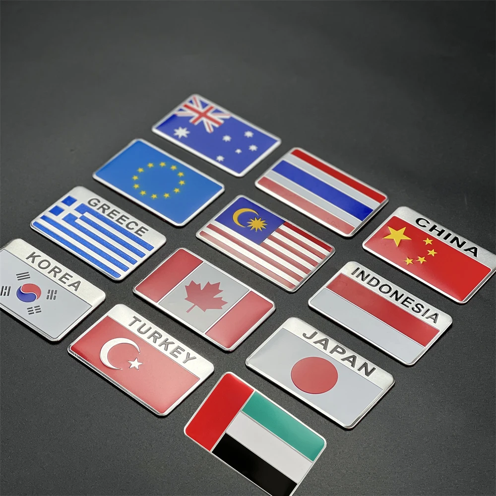 Aluminum National Flag Car Sticker For Renault Espace Twingo Clio ZOE Kwid SYMBIOZ ARKANA Duster EZ-PRO Lodgy Alpine A110