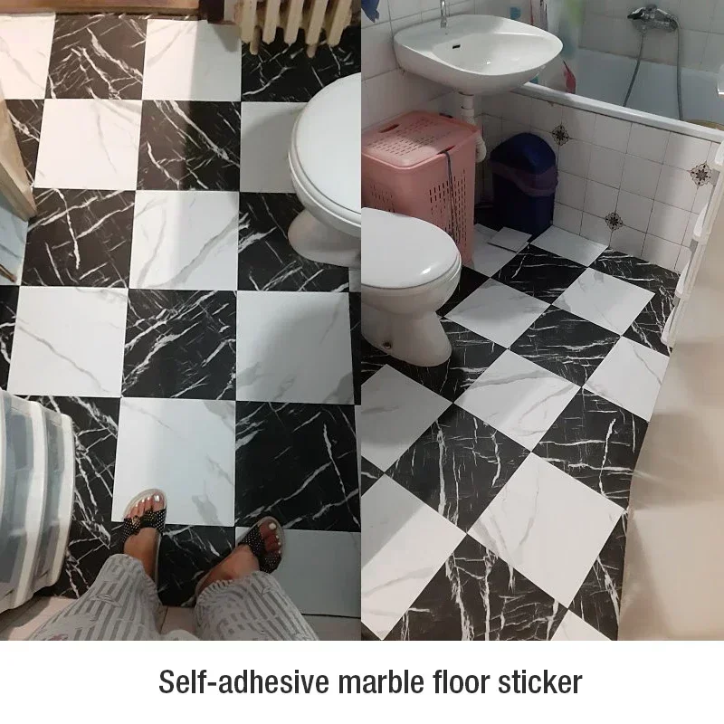 10 self-adhesive imitation marble tile floor stickers PVC waterproof living room bathroom kitchen home wall stickers wallpaper