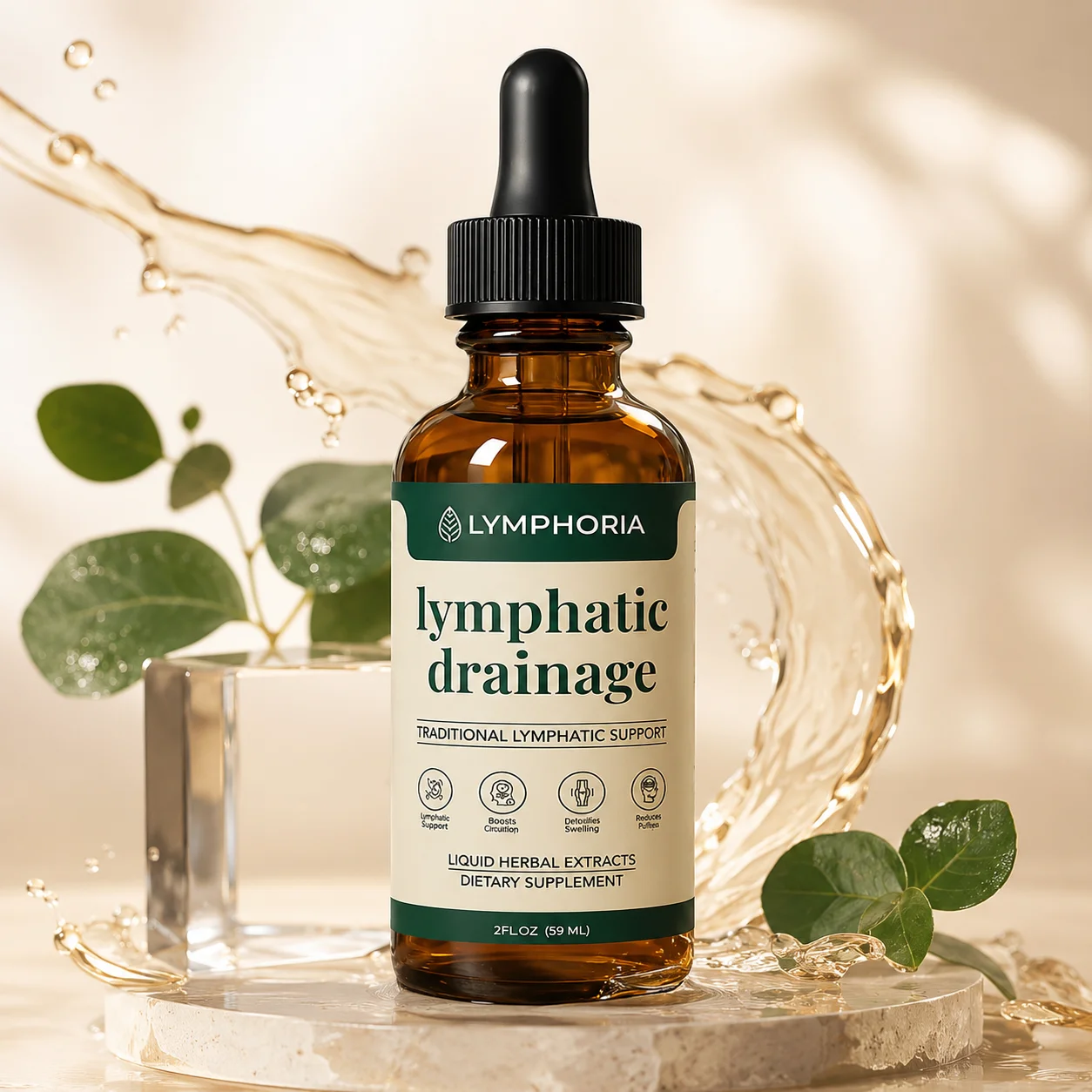 Natural Lymphatic Drainage Liquid Drops Herbal Formula Gentle Daily Care Circulation Support Swelling and Discomfort Relief