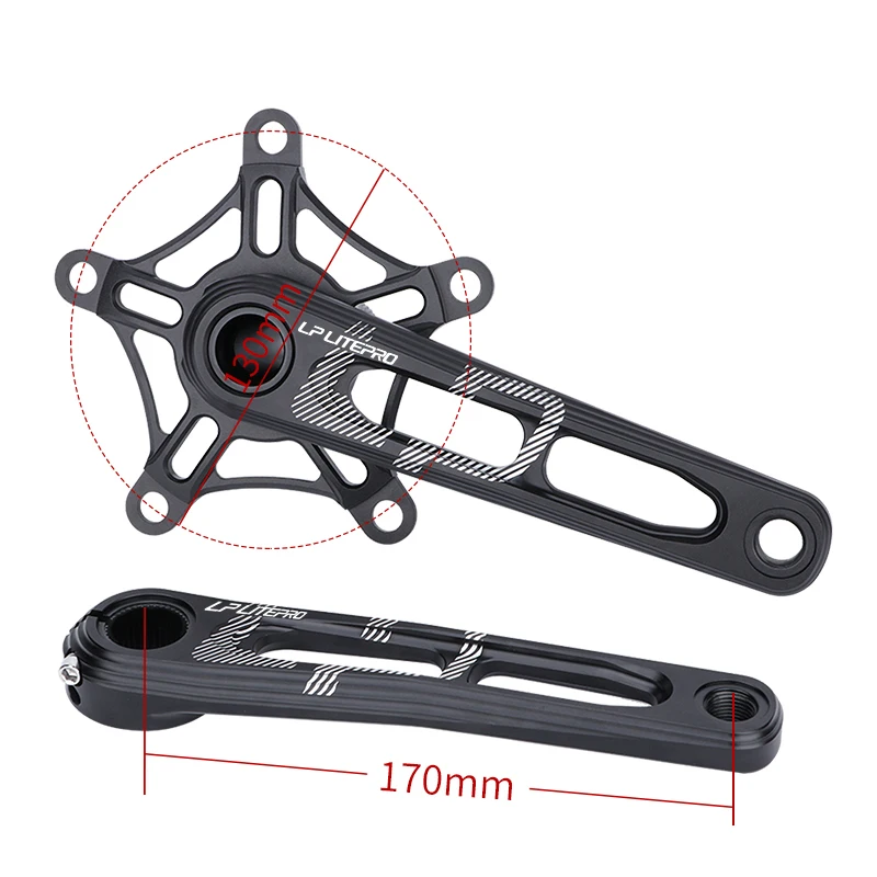 LP Litepro Aluminum Alloy Folding Bicycle Crank 170MM  Single Chainring 130BCD Bike Chainwheel Crankset CNC Hollow 53T 56T 58T