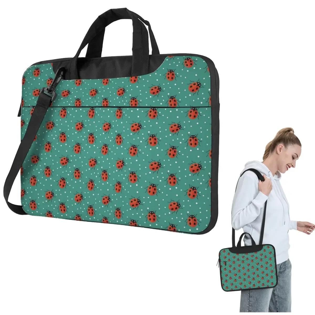 

Ladybugs On Blue Crossbody Laptop Bag Case Computer Bag Resistant Protective Notebook Pouch for Lenovo
