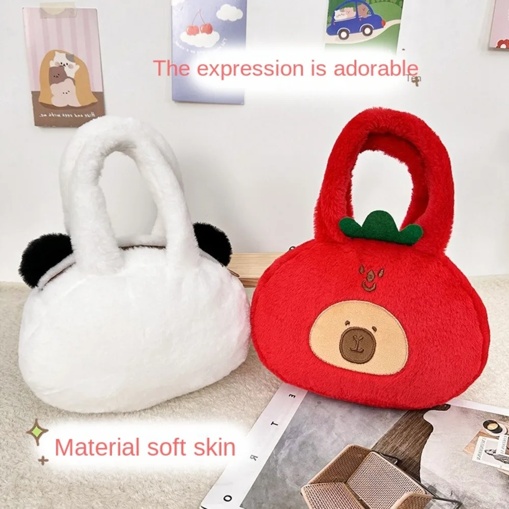 Kawaii Cartoon Capybara Plush Casual Bag Soft Lightweight Shoulder Bag Small Handbag Mobile Phone Bag Birthday Gift