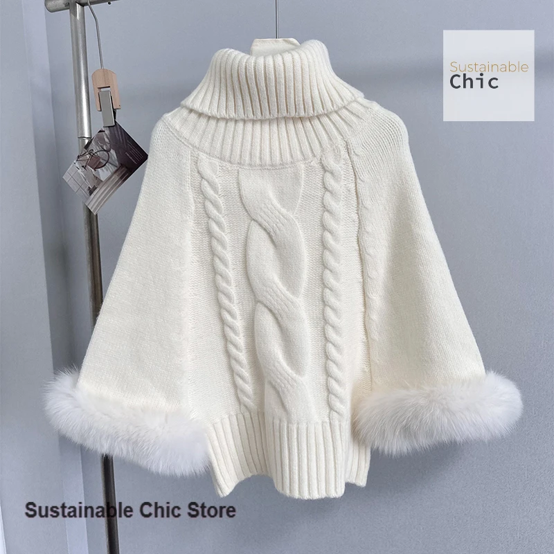 النمط الفرنسي كسول الرياح تويست محبوك عباءة سترة المرأة فضفاضة عالية الرقبة قاع قميص الكفة رقيق الخفافيش سترة في الشتاء #4