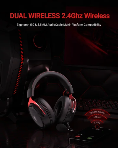 Imagen 2 del producto NUBWO-auriculares para juegos duales, tecnología DongleUSB Bluetooth 5,3 de 2,4G con micrófono con cancelación de ruido para PS5, PS4, PC, interruptor móvil 