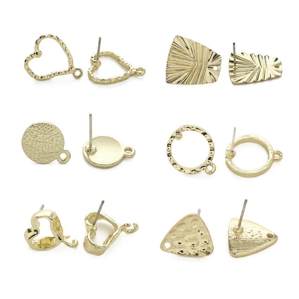 

6Pcs Gold Plated Round Stud Earring Hypoallergenic Earring Post with Loop,Ear Hook Clasps Components for Earing Jewelry Making