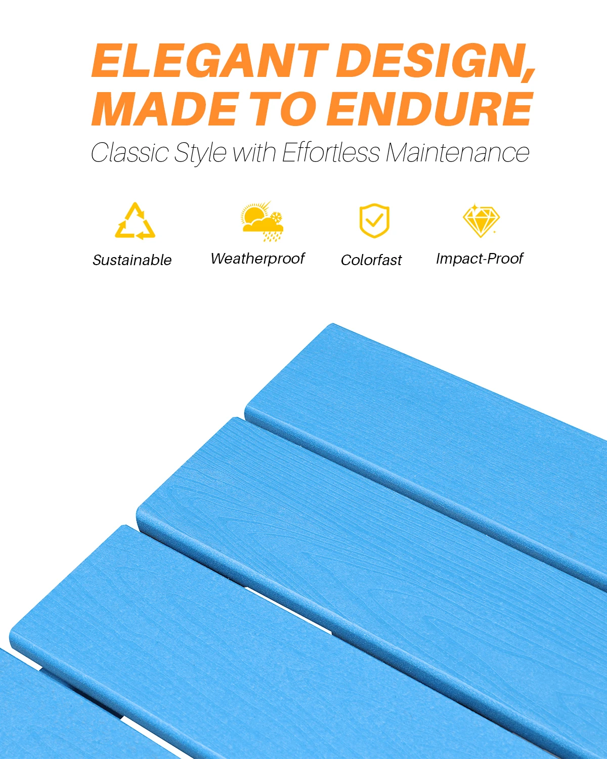 100% gerecycleerde HDPE picknicktafel voor buiten en binnen voor gazon, tuin, balkon, achtertuin, veranda, zwembaddek voor ziekenhuis, eethotel