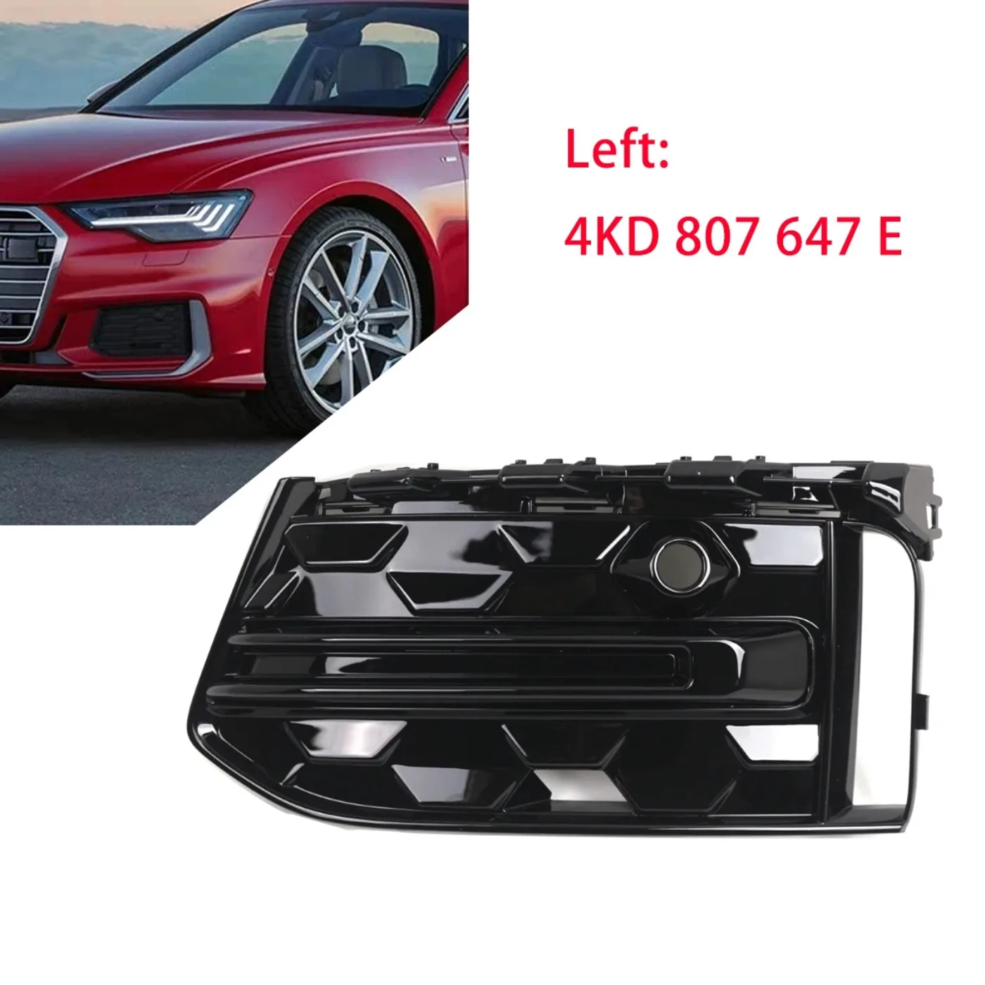For Audi A6 S-Line S6 C8 2018 2019 2020 2021 2022 2023 2024 4KD807647E 4KD807647E Pair Black Front Fog Light Grill Bezel Covers