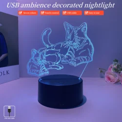 USB modern creative 3D Voldemort cat night light, LED decoration stereo vision gifts, small gifts for friends and family.