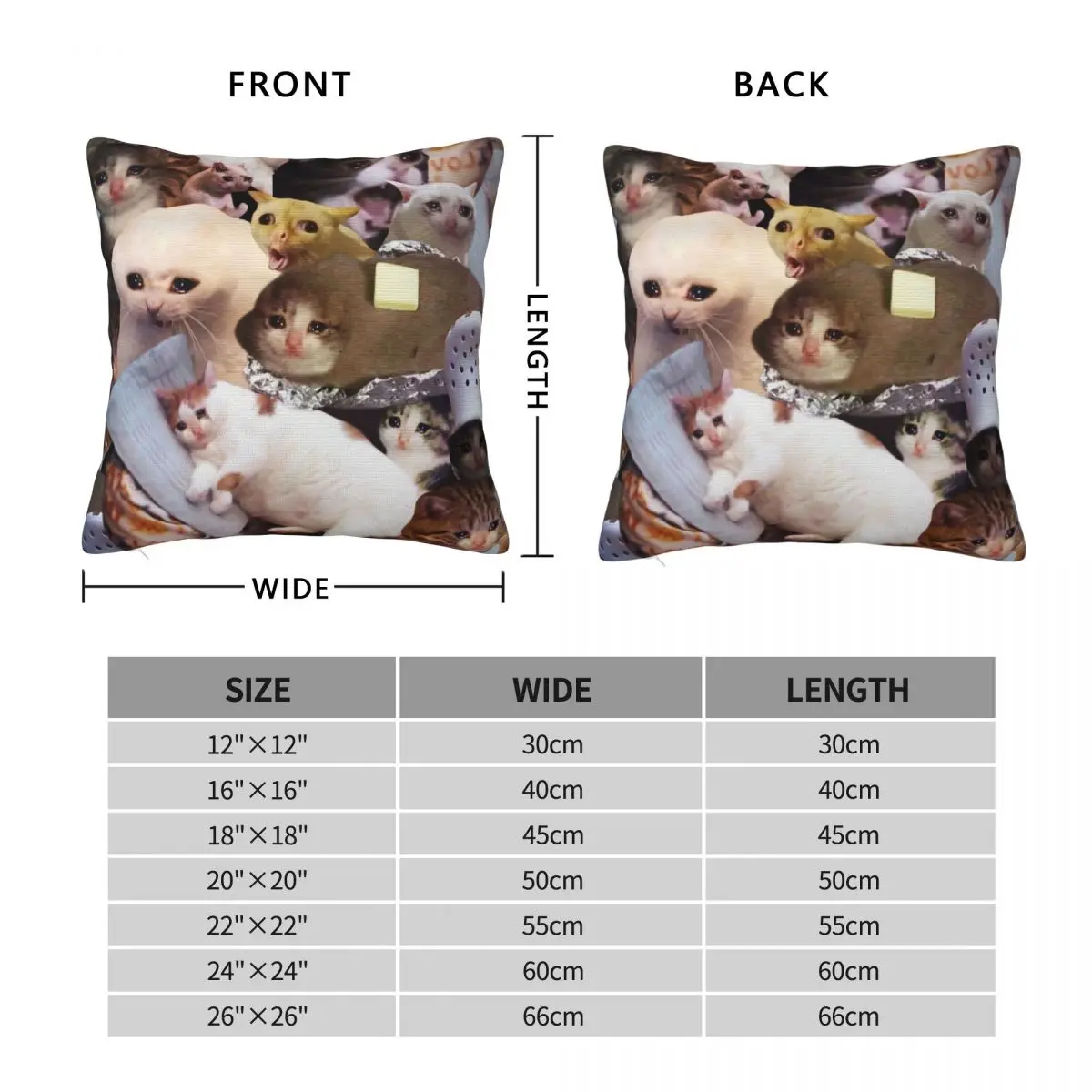 Crying Cat Memes Pillowcase Polyester Cushion Comfort Throw Pillow Sofa Decorative Cushions Used for Home Bedroom Living Room