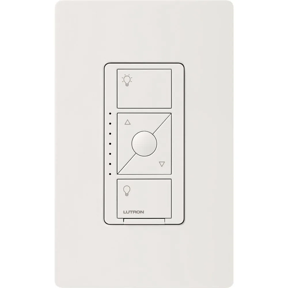 Sakelar Peredup Cerdas Asli ELV+ (Diperlukan Hub Lutron), LED 250W, Tiang Tunggal/3 Arah, Diperlukan Netral, PD-5NE-WH, Putih