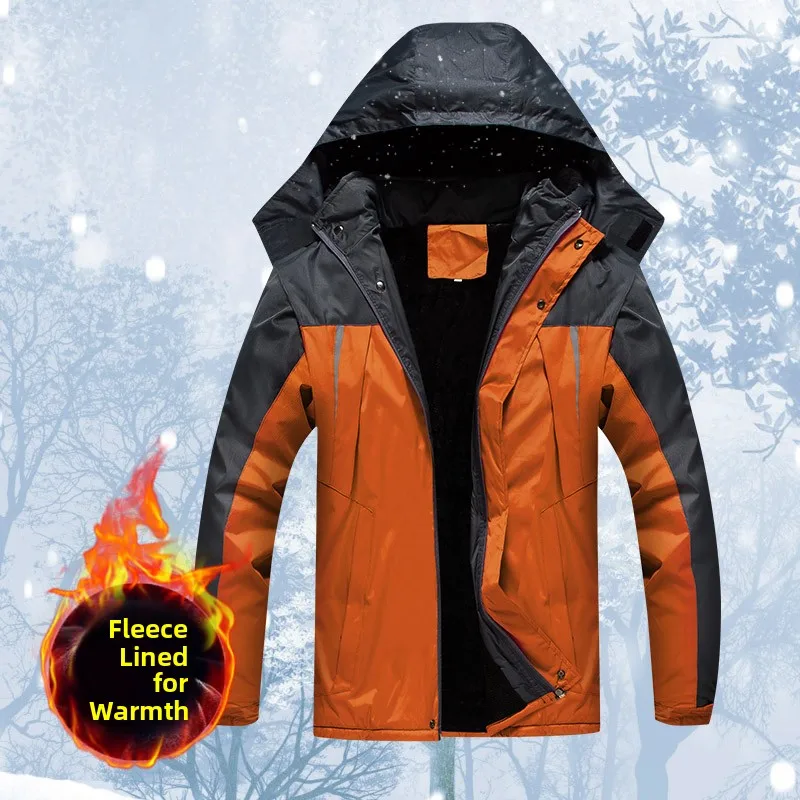 

Thiened Cotton Workwear for Men Winter Cold Storage Anti-Cold Set Garage Mechanic Outdoors Cotton Jaet Zipper Closure Pol...