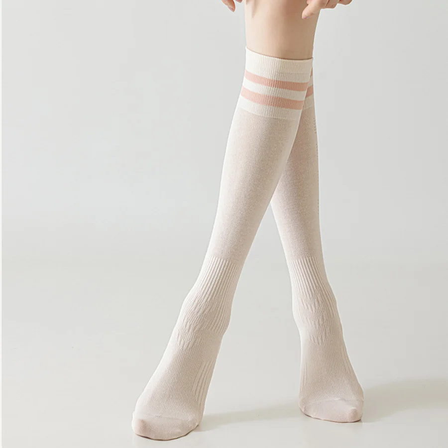 

Calf socks spring pressure socks striped sweat absorbing breathable solid color anti slip socks high tube women's socks