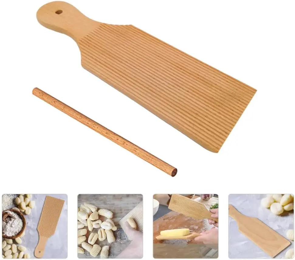 

Pasta Making Board 8 Inch Gnocchi Paddle Beechwood Gnocchi Boards Butter Paddle Dough Scraper for Pasta and Cultured Butter