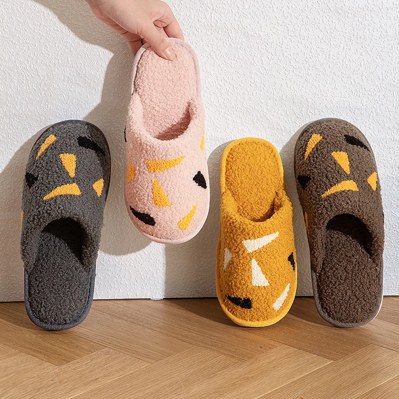 2023 neue Teddy Samt Paare "Baumwolle Hausschuhe zu Hause männer indoor anti-skid baby Schuhe Thermische Hausschuhe Frauen der Winter