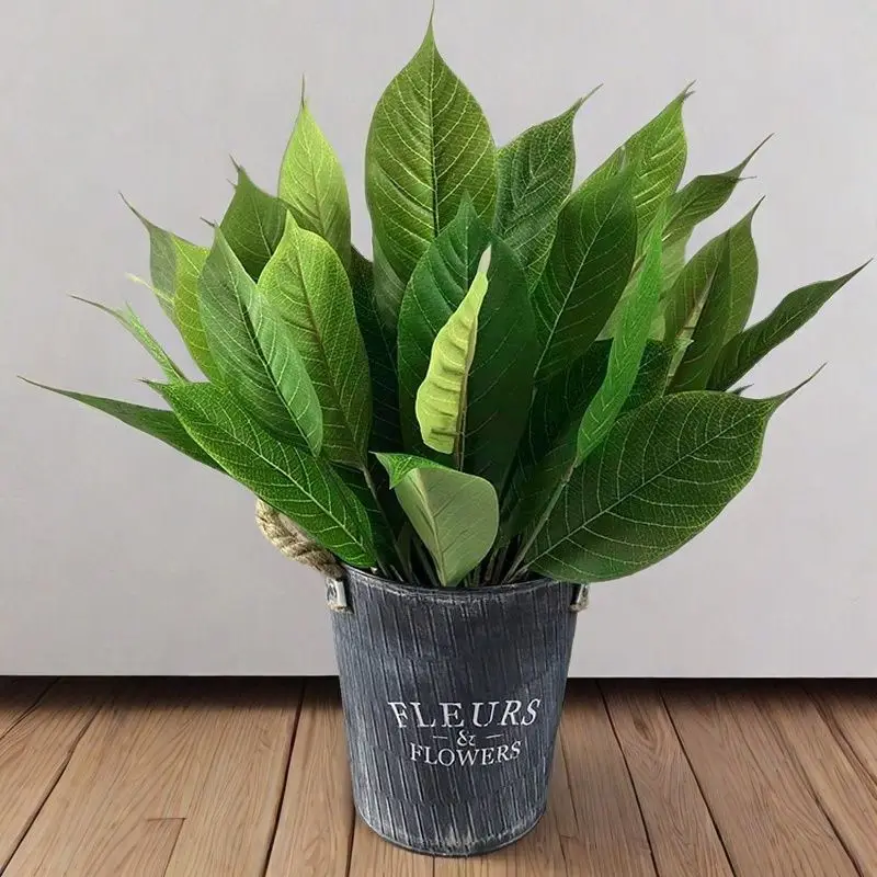 

Artificial Magnolia Leaves Fake Green Desktop Plants DIY Decoration Materials Home Dining Table House Decoration