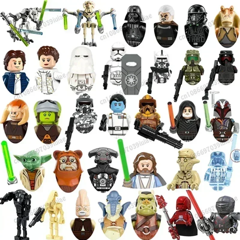 

HEROCROSS STAR WARS Clone Troopers Mandalorian Han Solo C-3PO Darth Vader Block Mini Robot Figure Toy Bricks Assembling Doll