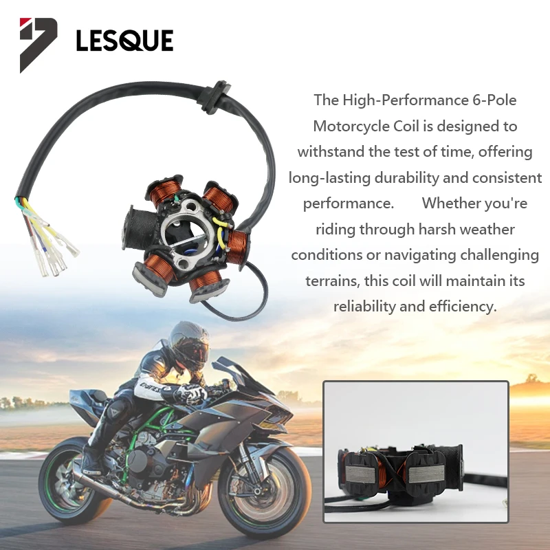 LESQUE Pit Dirt Bike Ignition System Parts 6-pole Magneto Coil For 50cc 70cc 90cc 110cc 125cc Quad ATV Buggy Off Road Motorcycle