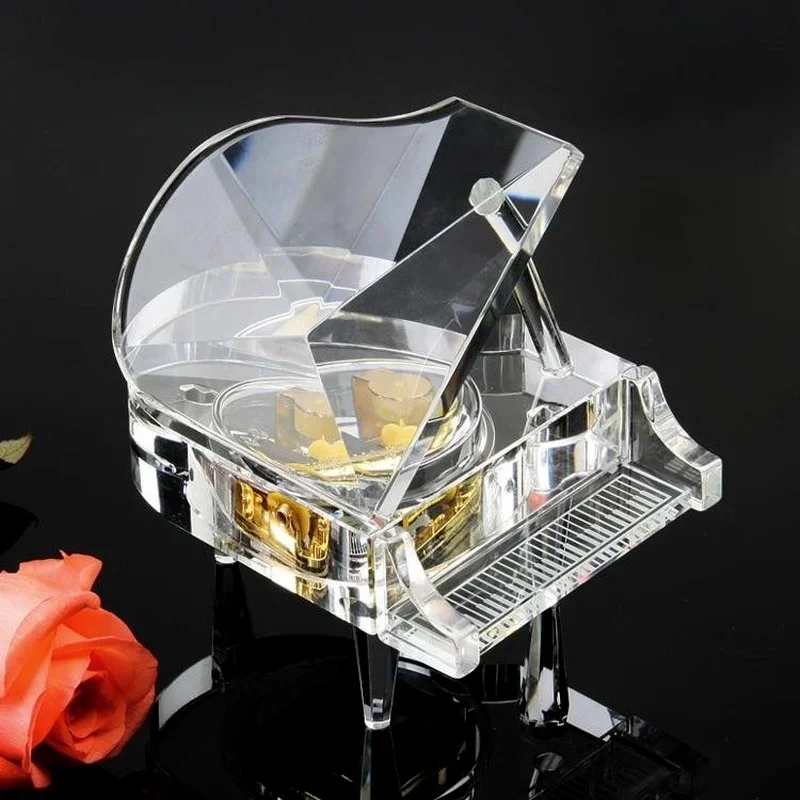 Crystal Crafts Ornaments Crystal Piano Music Box Valentine's Day Christmas Gift Wedding Decoration Home Decoration Accessories