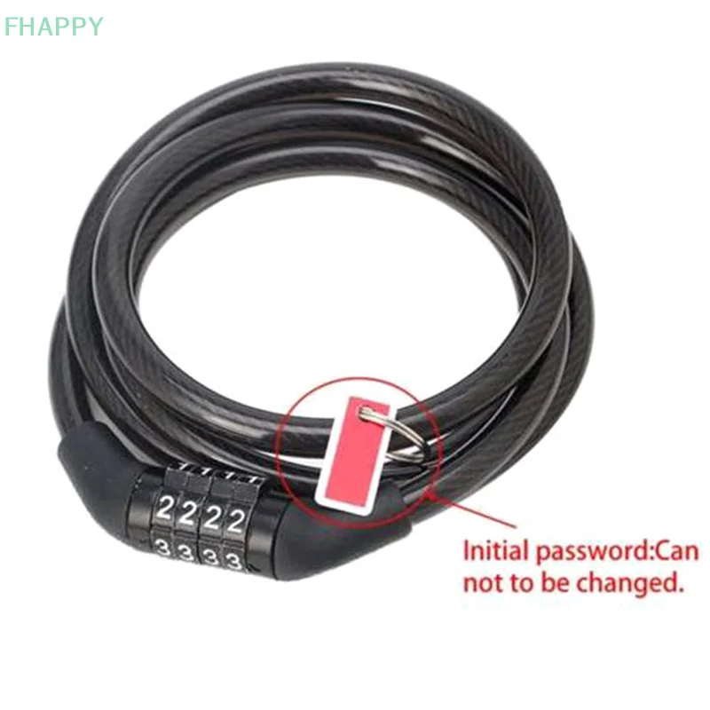 Candado de cadena de cable para bicicleta, combinación de contraseña de 4 dígitos, seguridad para ciclismo