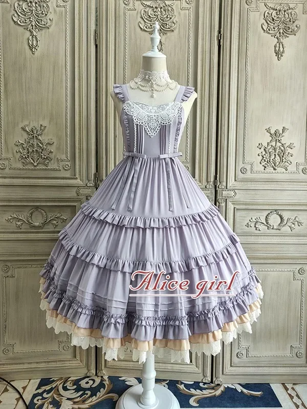 Lolita Camellia Bloom Cla Elegante abito Jsk con velo di Alice Girl