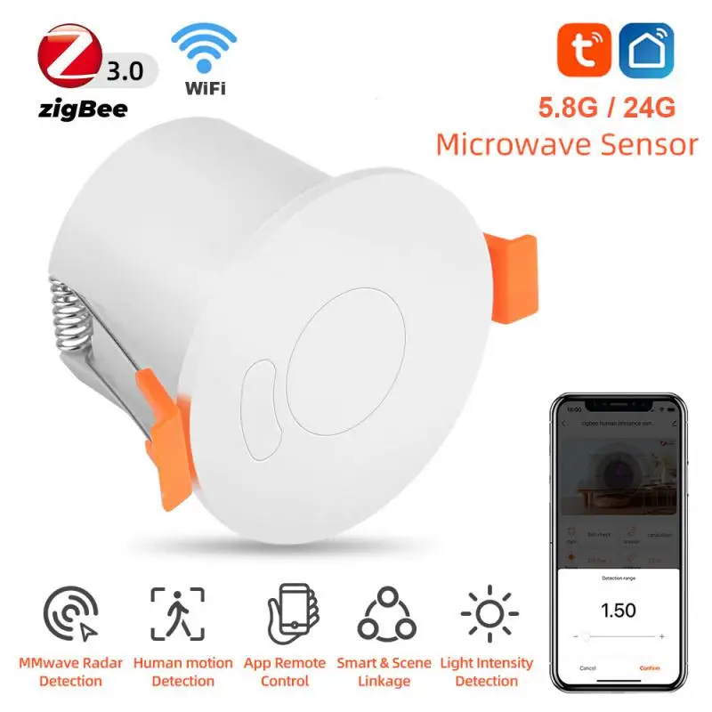 

Tuya Smart Life ZigBee / WiFi 5.8G 24G Human Presence Detector mmWave Radar Pir Motion Sensor Luminance Micro Motion Detection