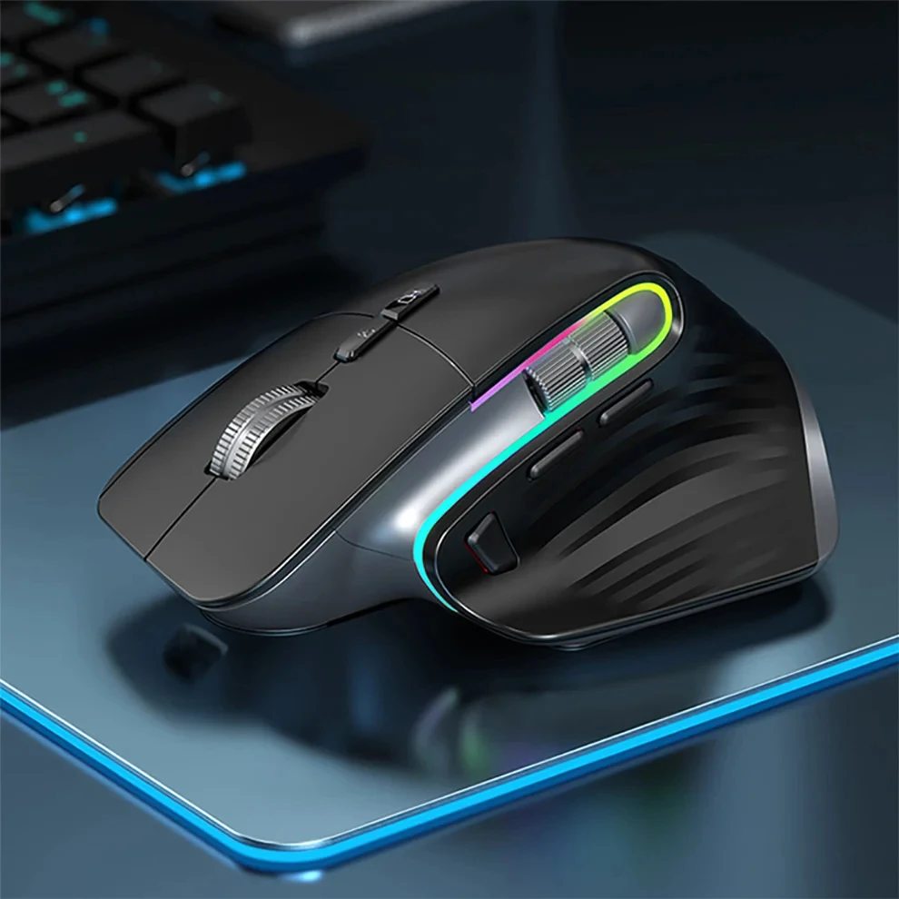 

Wireless Mouse Bluetooth&2.4G Tri-mode Mouse Mute Mice Ergonomic Gaming Mouse Type-C Rechargeable 5 DPI For Laptop PC Notebook