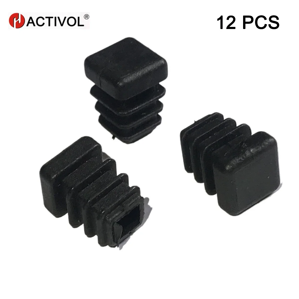 

12 PCS Square Tubing Plastic Plugs, Square End Cap Square Tube End Cap Fence Post Pipe Cover Tubing Insert Chair,Plastic Caps