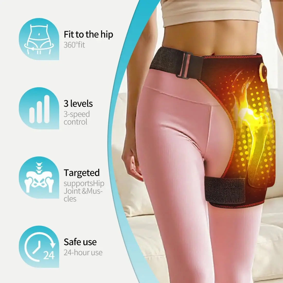 Heating Massage Waist Hip Support Brace with Heating Brace Relief Lower Back Thighs And Buttocks Muscle Relaxation