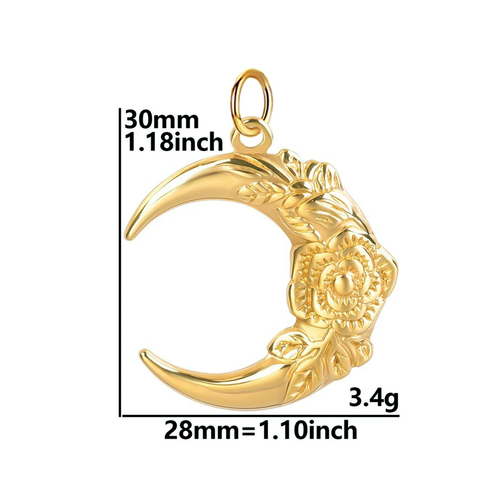 Stainless steel pendant golden crescent moon star jewelry making charm DIY accessories necklace bracelet jewelry gifts for women