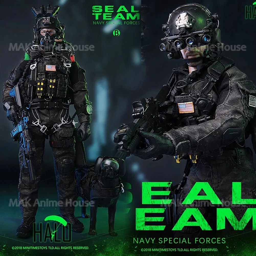 

mini times toys M013 1/6 US SEAL Team Navy Special Forces Halo Soldier Figure with Dog Full Set Toy 12'' Male Action Figurine