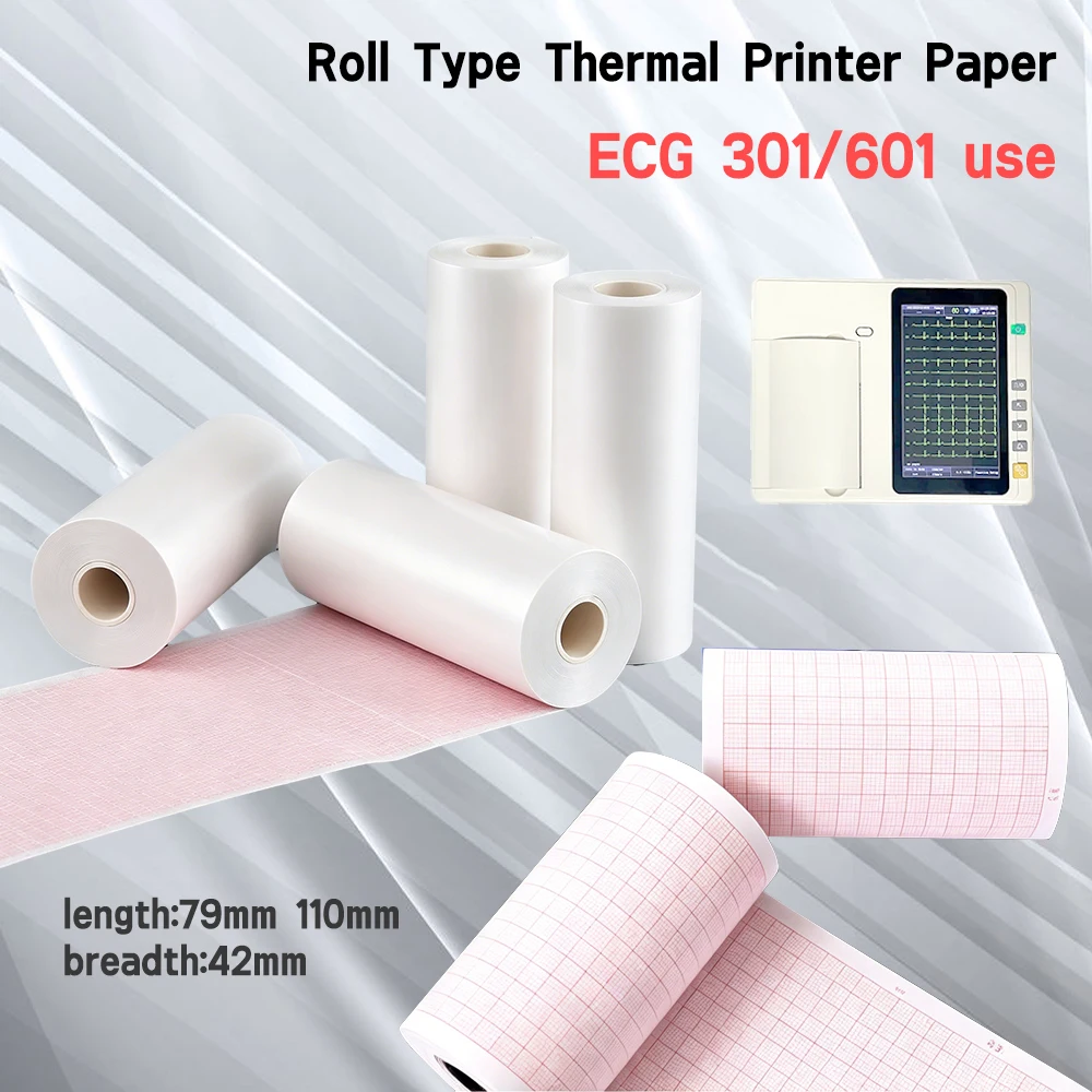 Equipment Print Rolls for Electrocardiogram Machine, Fit ECG301 ECG601, 79mm14 & 110mm20 Recording Paper Sheets