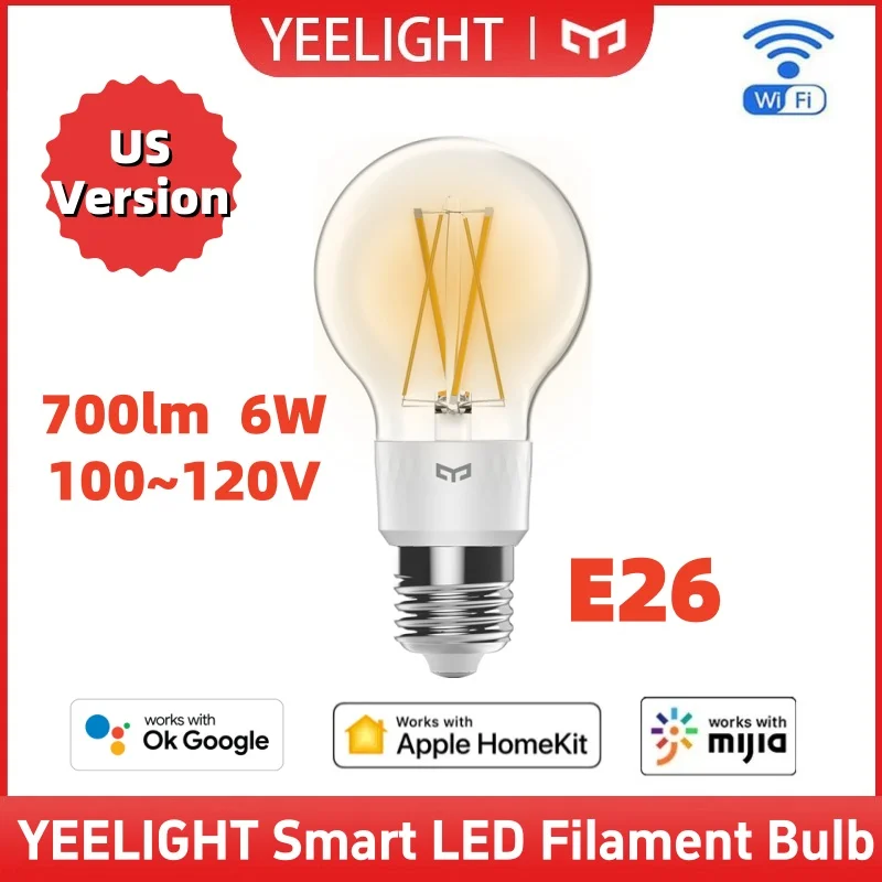 �y�Z�[�����z�č��� Yeelight �X�}�[�gLED�t�B�������g�d�� WiFi�X�}�[�g���C�g �E�H�[���z���C�g E26 120V Homekit��Google SmartThings�Ή�