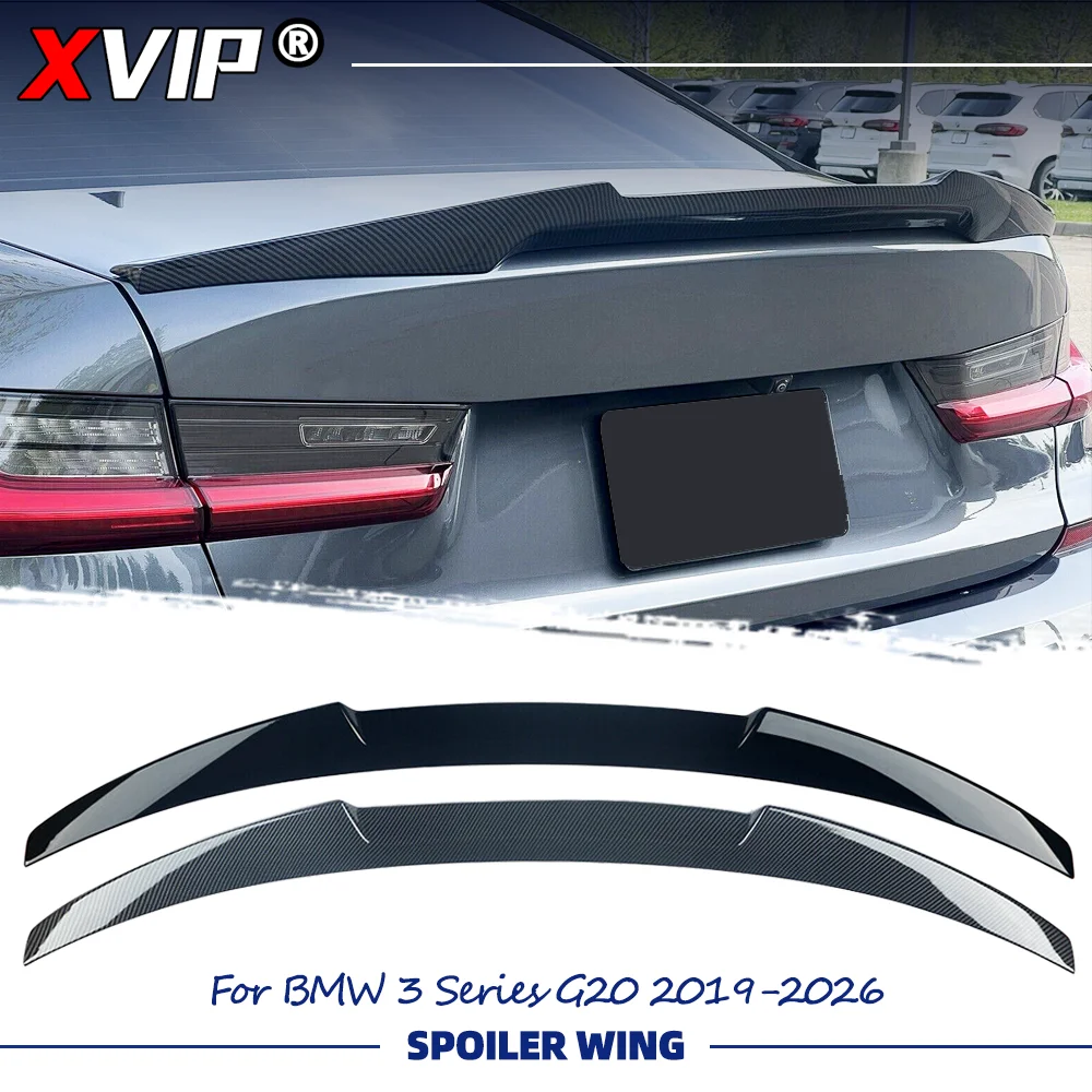 

XVIP Glossy Black Glossy Carbon Fiber Look M4 Style Rear Spoiler Wing For BMW 2019-2026 3 Series G20 4-Door Sedan G80 M3