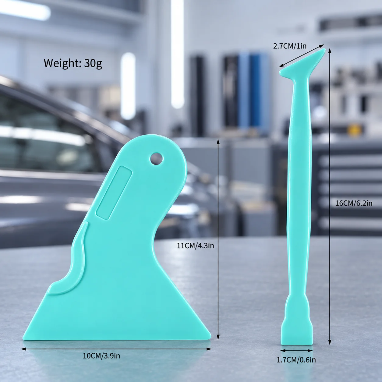 2Pcs Plastic Vinyl Wrap Squeegee Set with Double-Ended Edge Tucking Tool and Triangle Applicator for PPF and Window Tint Edges