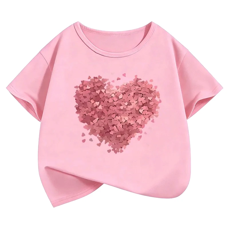 Love Heart Funny T Shirts Fashion Short Sleeve Kids Children's T-shirt Boys Girls O-Neck Summer Spring Casual Y2k Top Tee Shirts