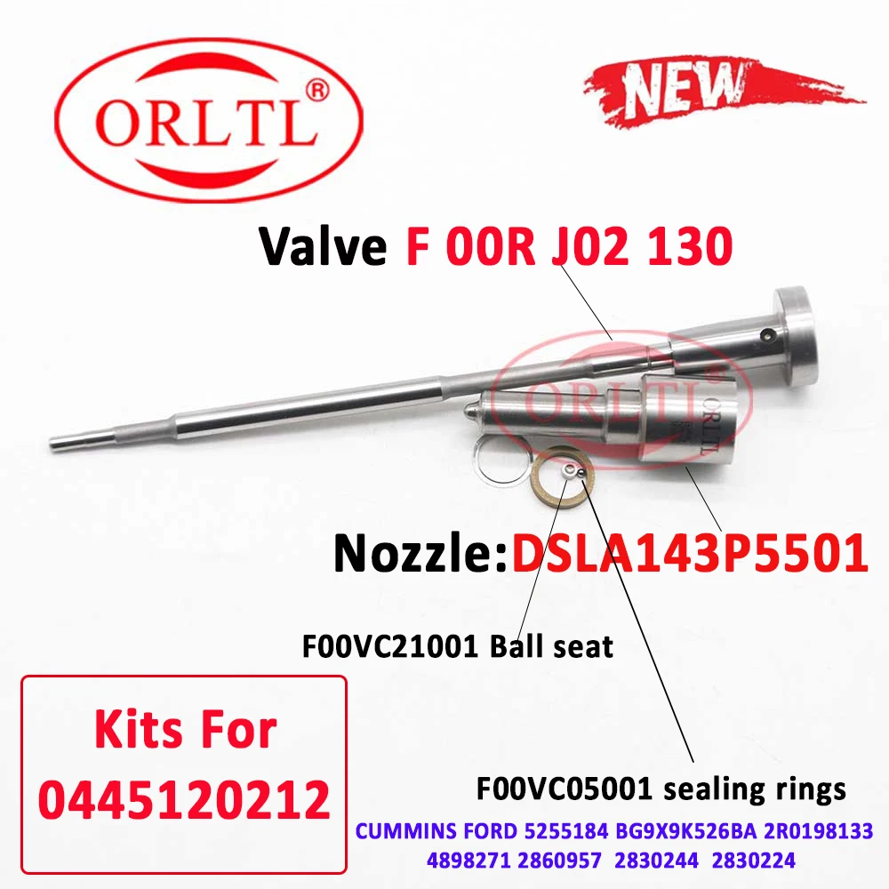 ORLTL 0445120212 Diesel Injector Repair Kits Nozzle DSLA143P5501 0 433 175 510 Valve F 00R J02 130 F00RJ02130 For FORD 5255184