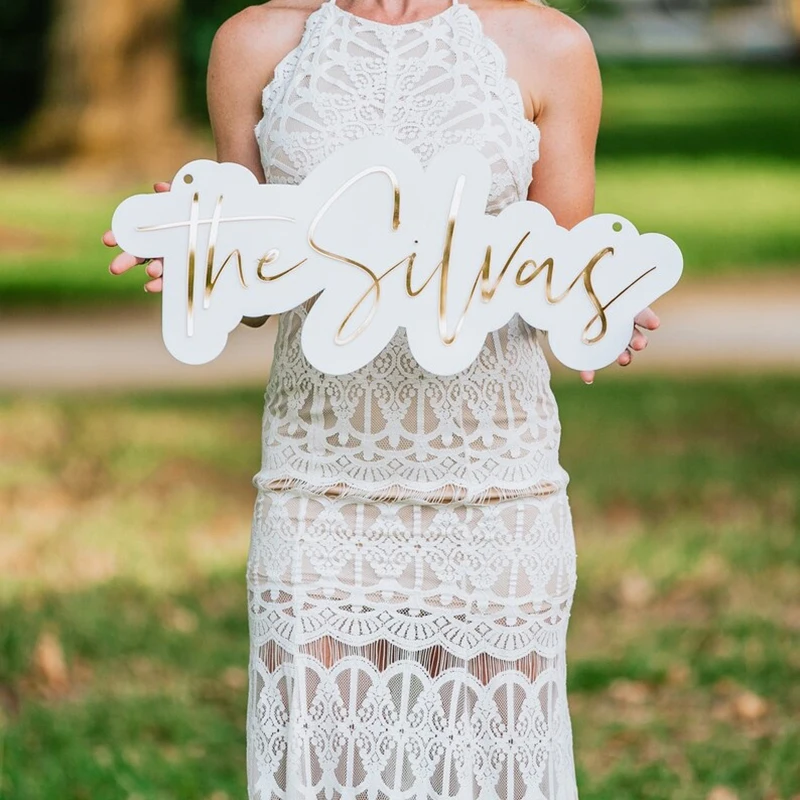 Personalized Last Name Sign Custom Acrylic Wall Hanging Wedding Party Plaque Letters Surname Backdrop Baby Name Sign