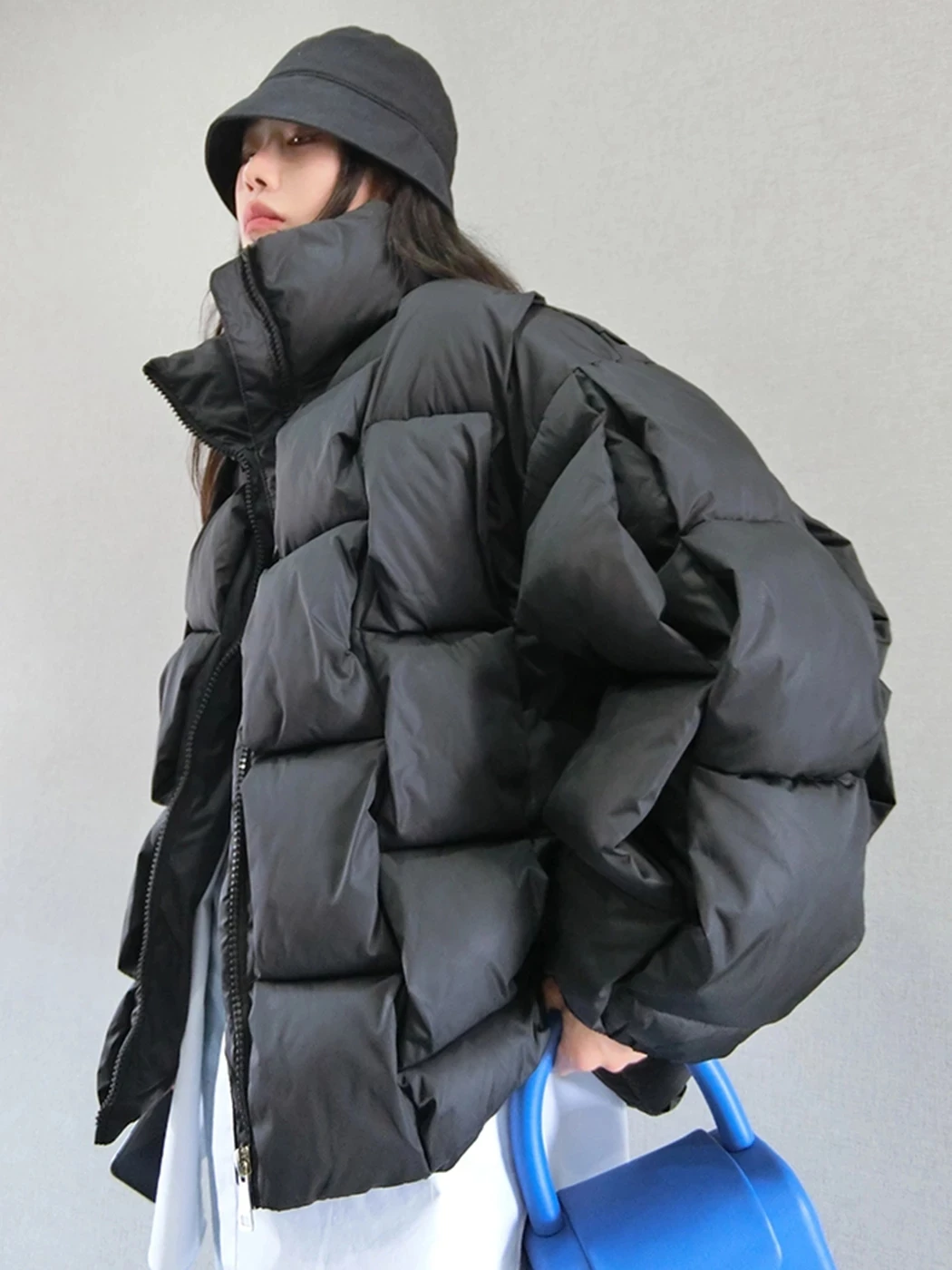 여성용 겨울 재킷 루즈핏 스트릿웨어 따뜻한 푸퍼 코트 솔리드 패션 여성 지퍼 다운 재킷 2025 여성 코튼 의류