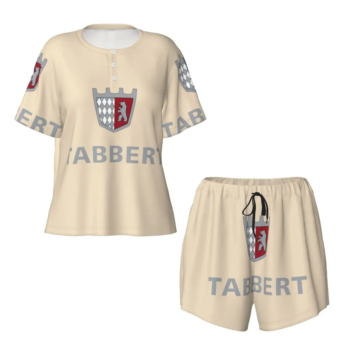 Tabbert Caravan Round Neck Short Sleeves Nightdress for Sleeping Sleepshirts Women Soft Pajama Set Short Pants
