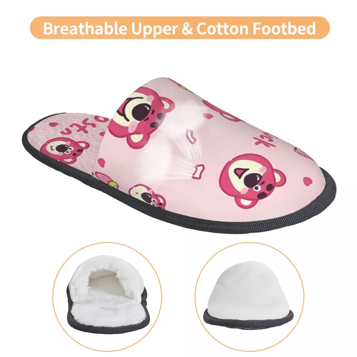 Lotso Pink Bear House Cotton Slippers Indoor Soft Household Fur Slides Slippers Anti-skid - view 3