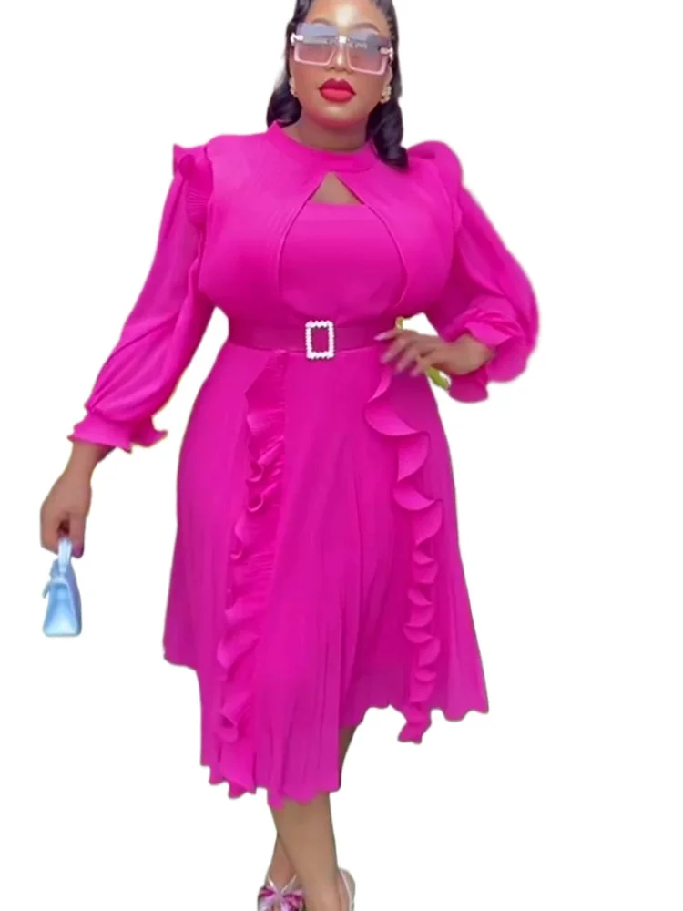 

African Dresses for Women 2025 Plus Size Evening Party Long Dress Africa Clothing Elegant Kaftan Muslim Chiffon Maxi Dress