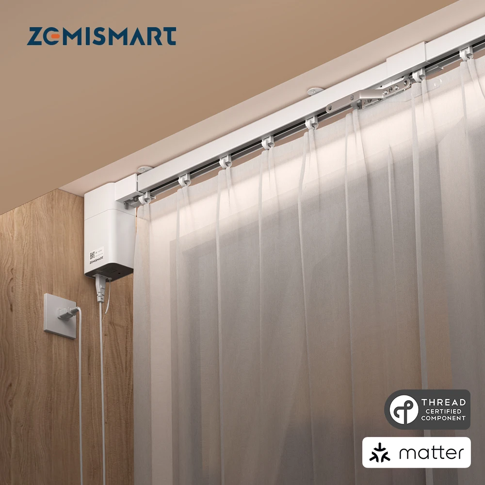 Zemismart Matter Thread Smart Mini Motor with Splicing Curtain Track Support Homekit Alexa Smartthings Google Home HA Control