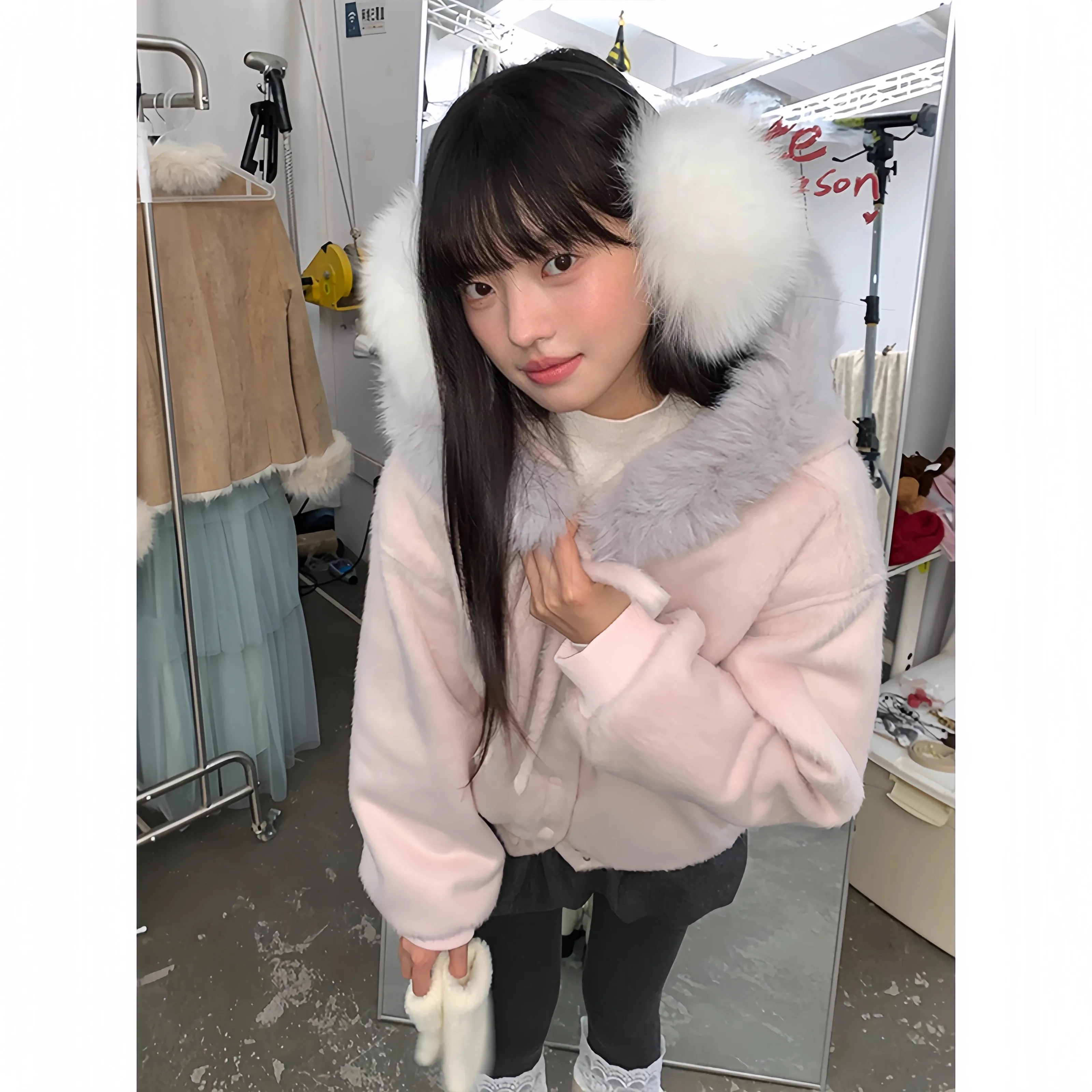 Americký styl umělé kožešiny teplá bunda s kapucí dámská módní svrchní oblečení s dlouhým rukávem mikina s kapucí parka - náhled 5