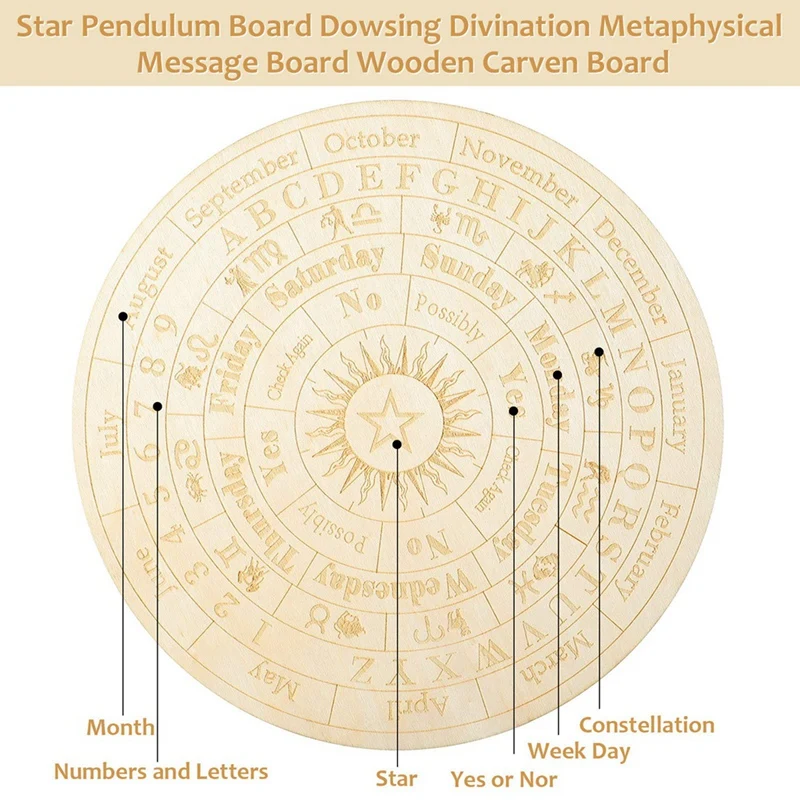 Star Pendulum Board Wooden Dowsing Board Spirit Board Divination Metaphysical Message Board